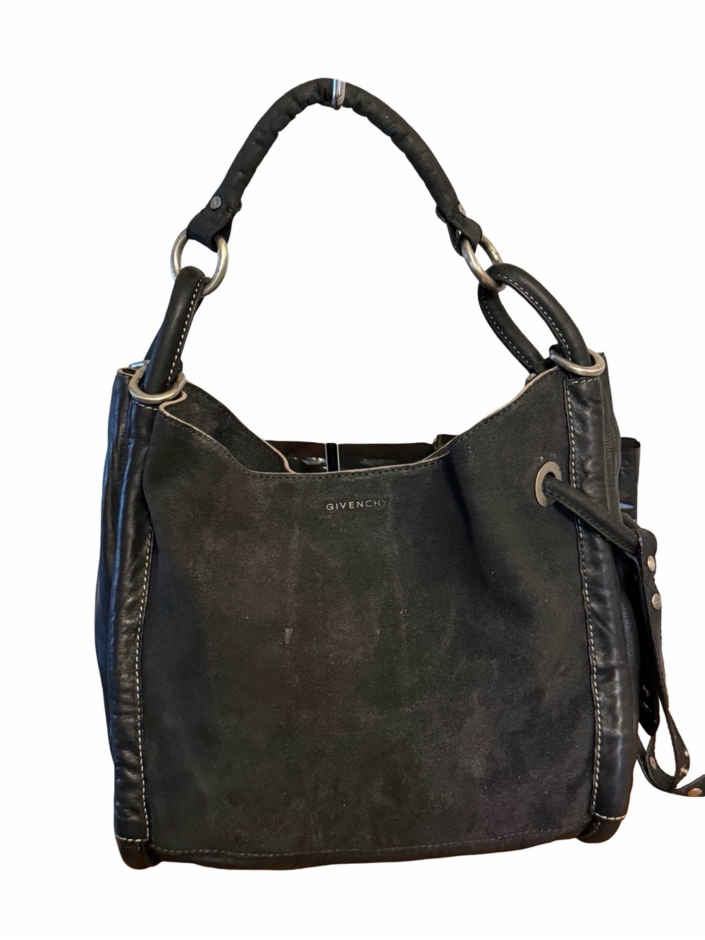 Givenchy Black Suede and Leather Hobo Shoulder Bag